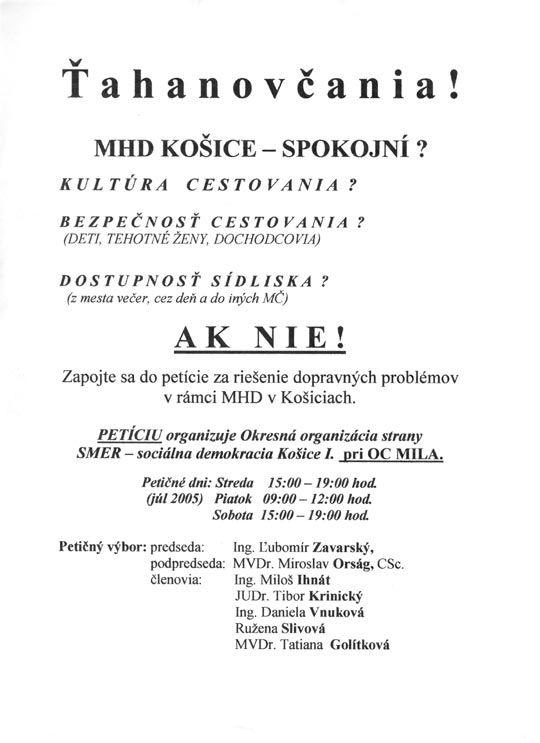 Petícia za riešenie dopravných problémov v rámci MHD v Košiciach - foto č. 1